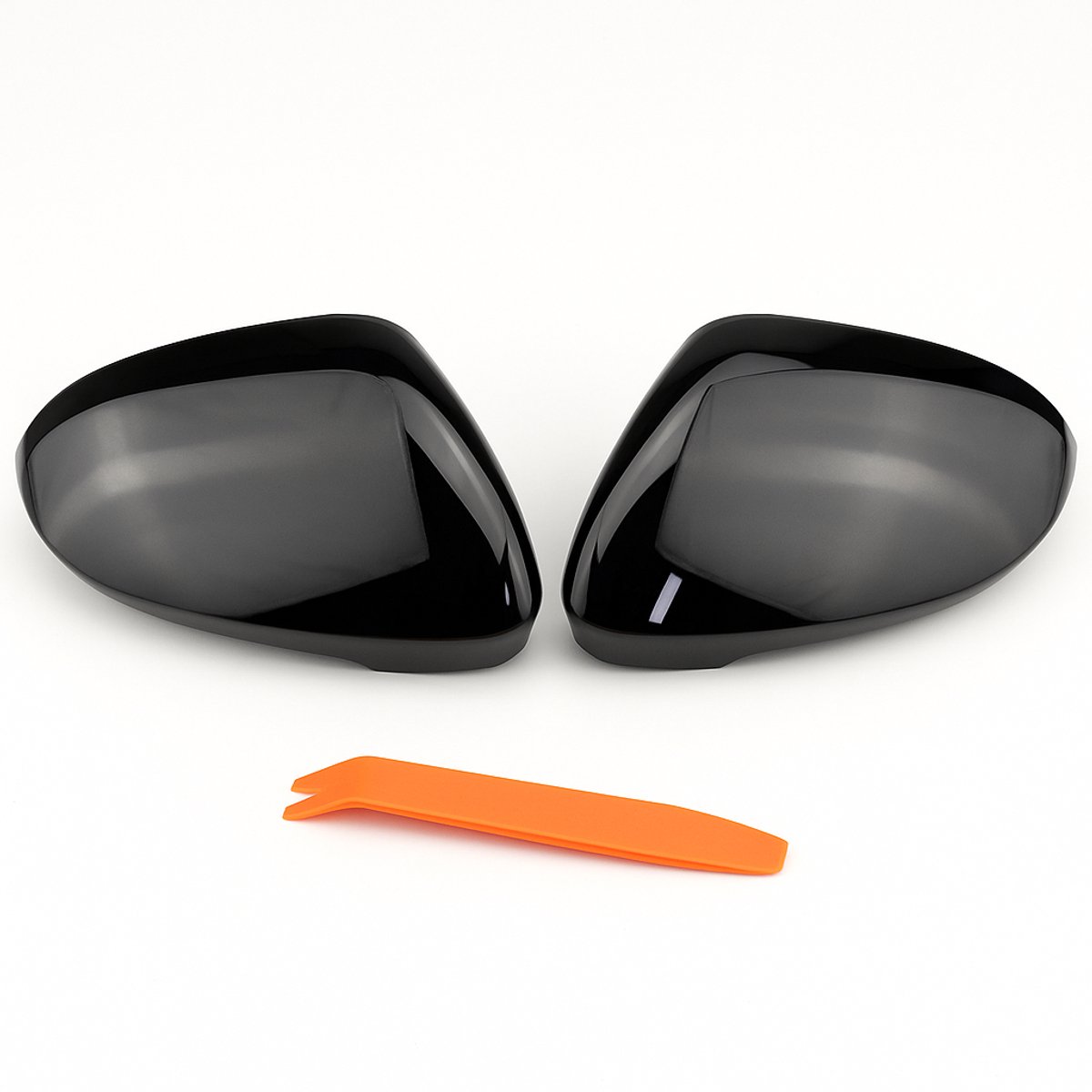 Zwarte Spiegelkappen - VW Golf 8 / GTD, GTE, GTI, R, R-Line - Met Gratis Gereedschap Tool - Auto Spiegels - Accesoires - Auto Accessoires