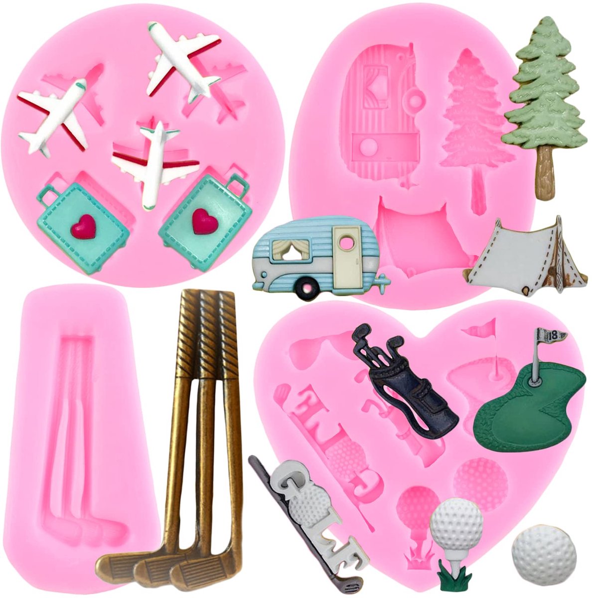 Golf siliconen mallen - set van 4 - food grade siliconen