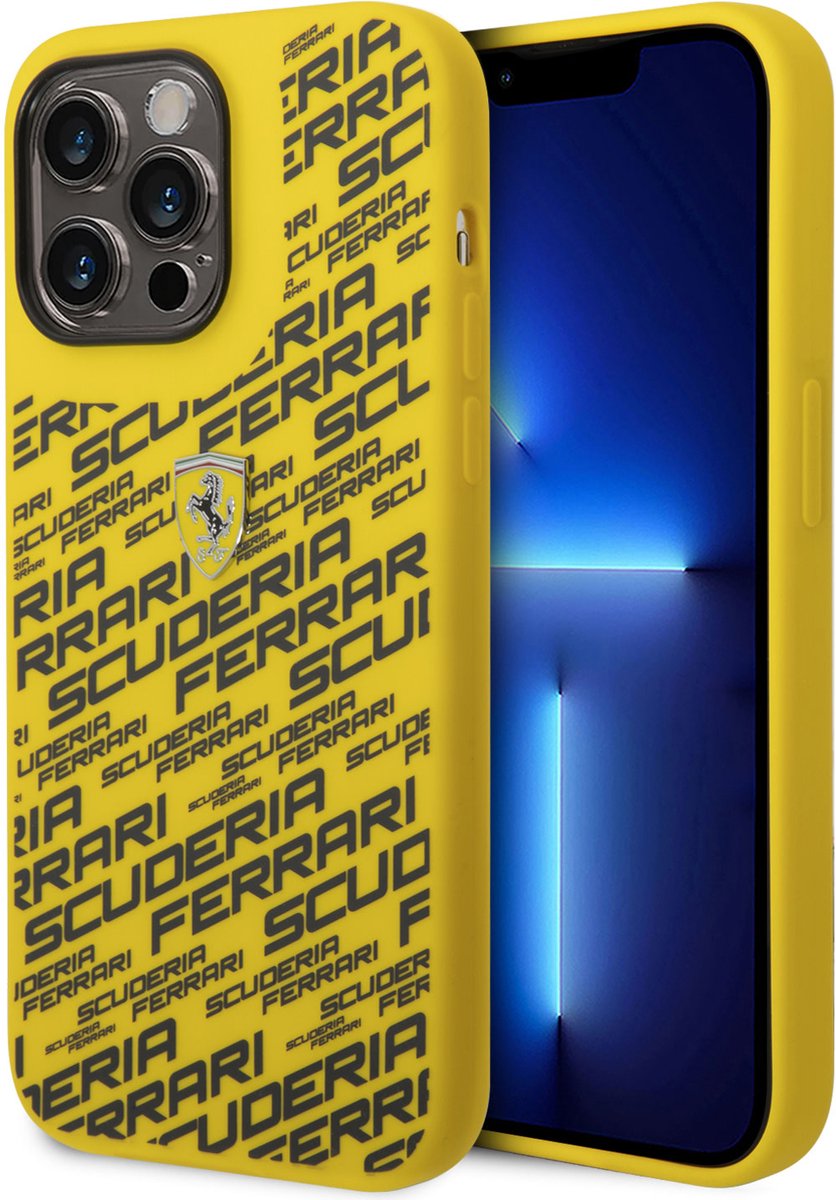 Ferrari Back cover - iPhone 14 Pro Max - Yellow - Sportief Design met Scuderia Logo