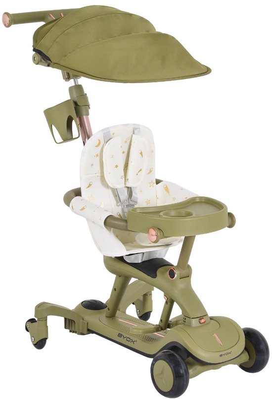 Foto: Byox cornet green 6 in 1 loopauto kinderstep met duwstang 112059