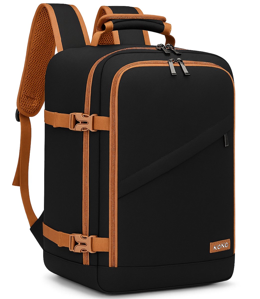 Kono Reistas - 20L - Rugzak - Handbagage Weekendtas - Backpack - Waterafstotend - Zwart/Bruin