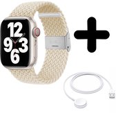 Bracelet adapté pour Convient au bracelet Apple Watch bracelet tressé (starlight) - Pour les modèles : 42/ 44/45/49 mm Incl. Chargeur adapté pour Apple Watch 1/2/3/4/5/6/7/8/9/ Ultra - Câble de charge - Câble