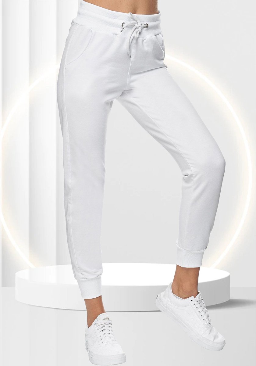 Smith & Solo Joggingbroek Dames - Trainingsbroek Vrouwen - Sportbroek Volwassenen - Katoen - Wit XS