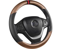 Luxe Stuurhoes Auto 37-38 cm - Carbon Zwart Bruin - Voorgevormd - Kasey Products