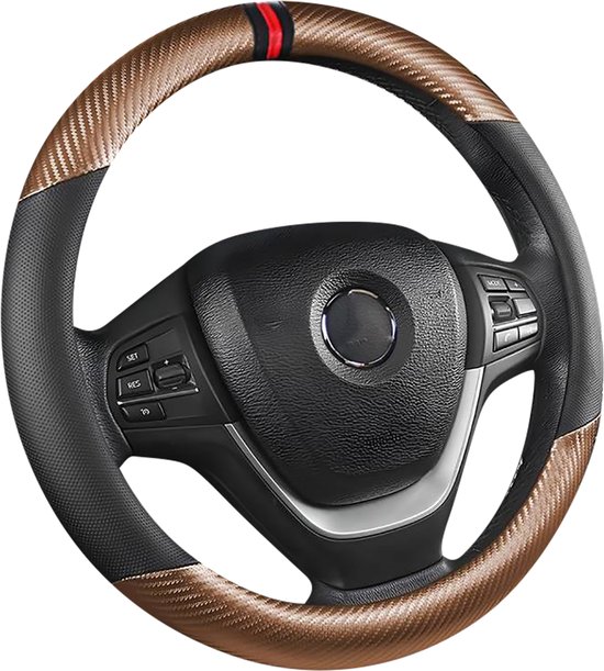 Stuurhoezen Voor Auto Stuurhoes Koolstofvezel Antislip Sportkaart Cover Zomer Handvat Beschermhoes Type D Stuurwiel Cover (Kleur : Agate red