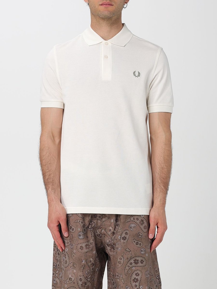 Classic Cotton Pique Polo Shirt with Short Sleeves and Laurel Wreath Creme