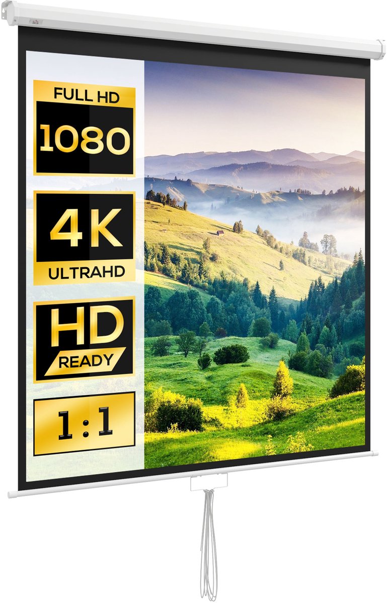 HOMCOM-Projectiescherm-Kunststof-162,5x8x162cm-Wit