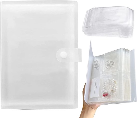 Transparant sieradenboek - Juwelendoos - organizer voor reizen - Organizer - transparante sieradenzak - 160 roosters + 100 zakken - Accessoire-organizer