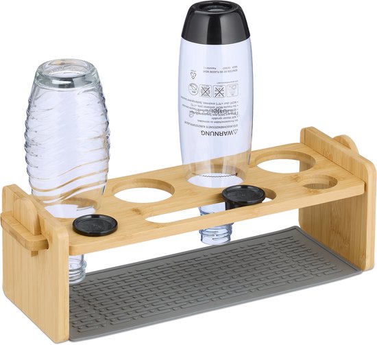 Droogrek flessen - 4 houders - geschikt voor sodastream-flessen - bamboe