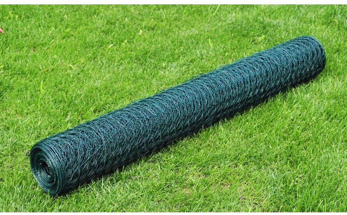 Bol.com vidaXL - Kippengaas - 25x1 - m - met - PVC-coating - groen aanbieding
