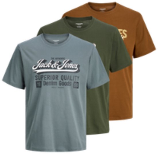 JACK&JONES - T-shirt JJELOGO SS col rond bicolore AW25, lot de 3 - Homme - T-shirts