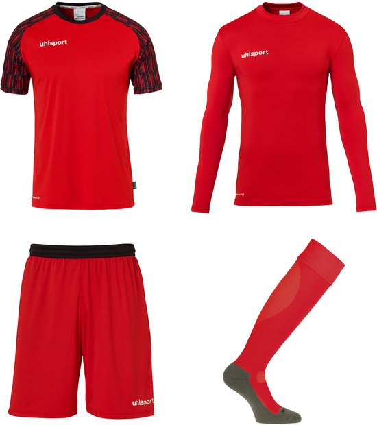 Uhlsport Reaction Keeperstenue Set Red/Black Keepershandschoenen - Maat XXL