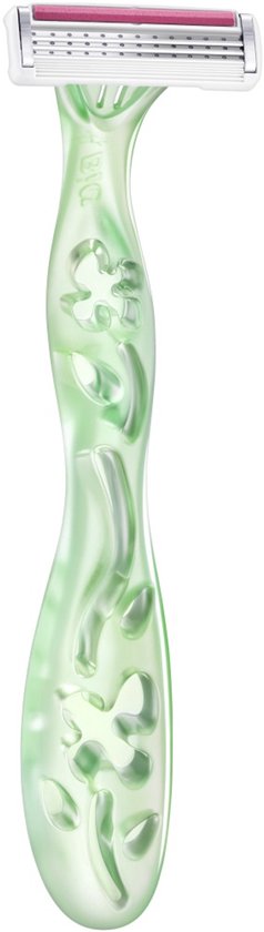 Mintgroen BIC Miss Soleil Sensitive scheermes met bloemendecoratie op de steel.