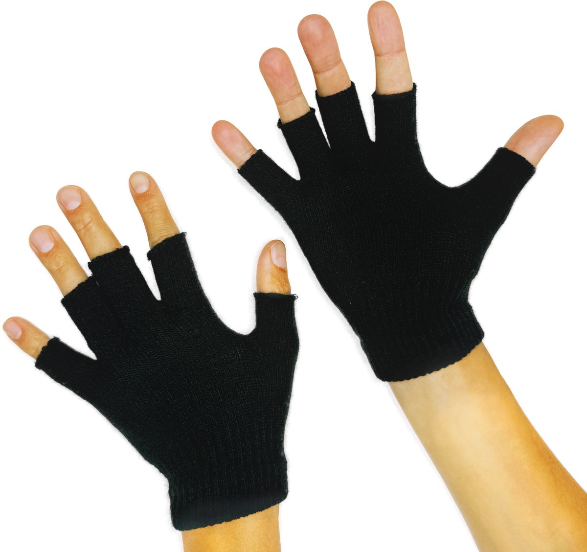 Vingerloze Handschoenen Dames Zwart - Warme Polswarmers Zonder Vingertoppen - One Size - 3BMT