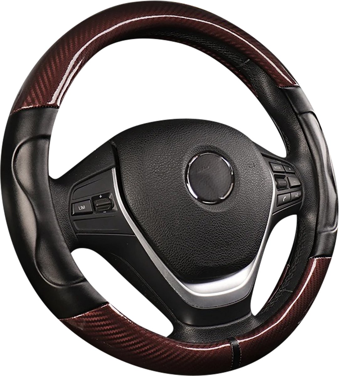 Luxe Stuurhoes Auto 37-38 cm - Bruin Carbon look - Voorgevormd - Kasey Products
