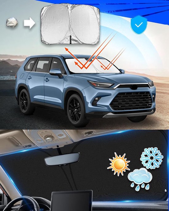 Joiride - Zonnescherm Auto - Auto Zonwering - Auto Zonnescherm - Auto-zonneschermen - 145x80 cm - SUNDEO van SUNDEO — afbeelding 3