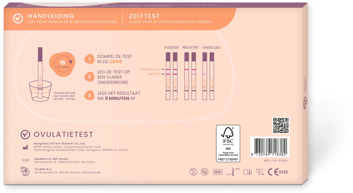 Telano Ovulatietest Premium 10 stuks Dipstick - Ovulatiekalender - Extra Brede Strip van 5 mm - Vergroot je kans op Zwangerschap - Ovulatietesten Strip – foto 2