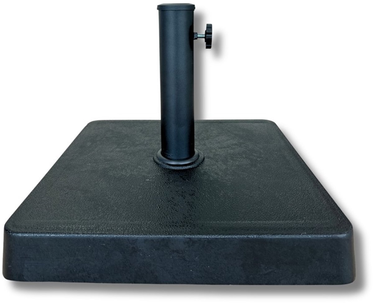 PimXL Parasolvoet vierkant - Massief beton - Geschikt voor stokdiameter 38/48mm - Zwart - 43x43 cm - 16kg