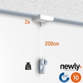 Newly systeemplafond ophangset - Plafondhanger - Plafondklem voor lijsten/ posters - Ophangen aan systeemplafonds - 5kg draagkracht - 2 stuks
