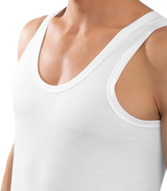 Calzera Lot de 4 Maillots de corps Chemises - Qualité Premium - 100 % Katoen peigné - Wit - Taille L