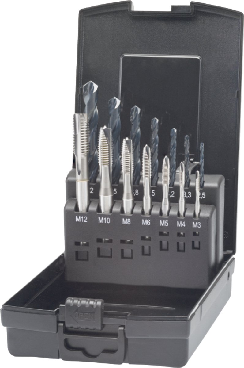 Phantom UNI HSS-E set machinetappen, M3 t/m M12 + 2‚5 t/m 10‚2 mm (B)