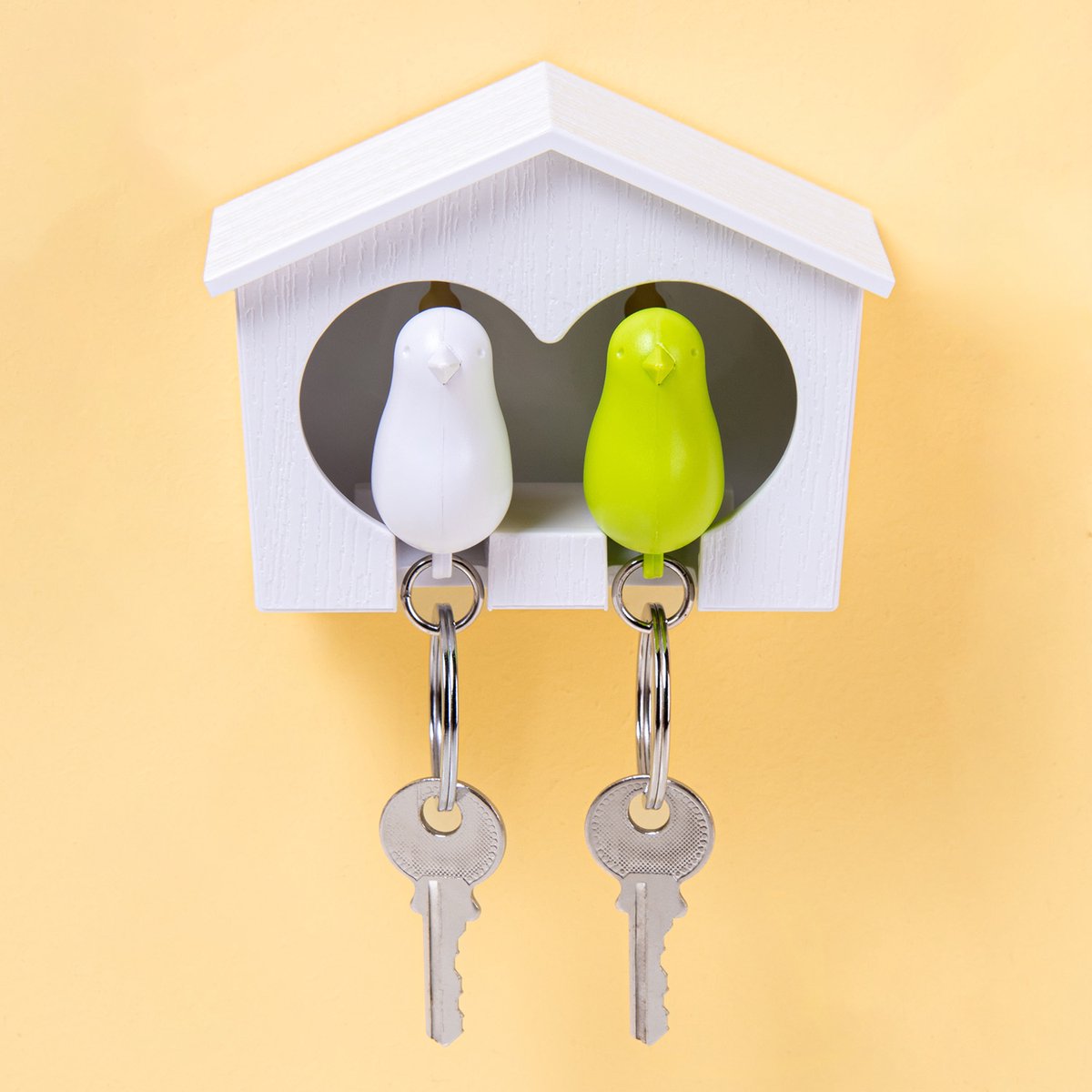 Mini Sparrow Duo Sleutelhanger - Wit/Groen