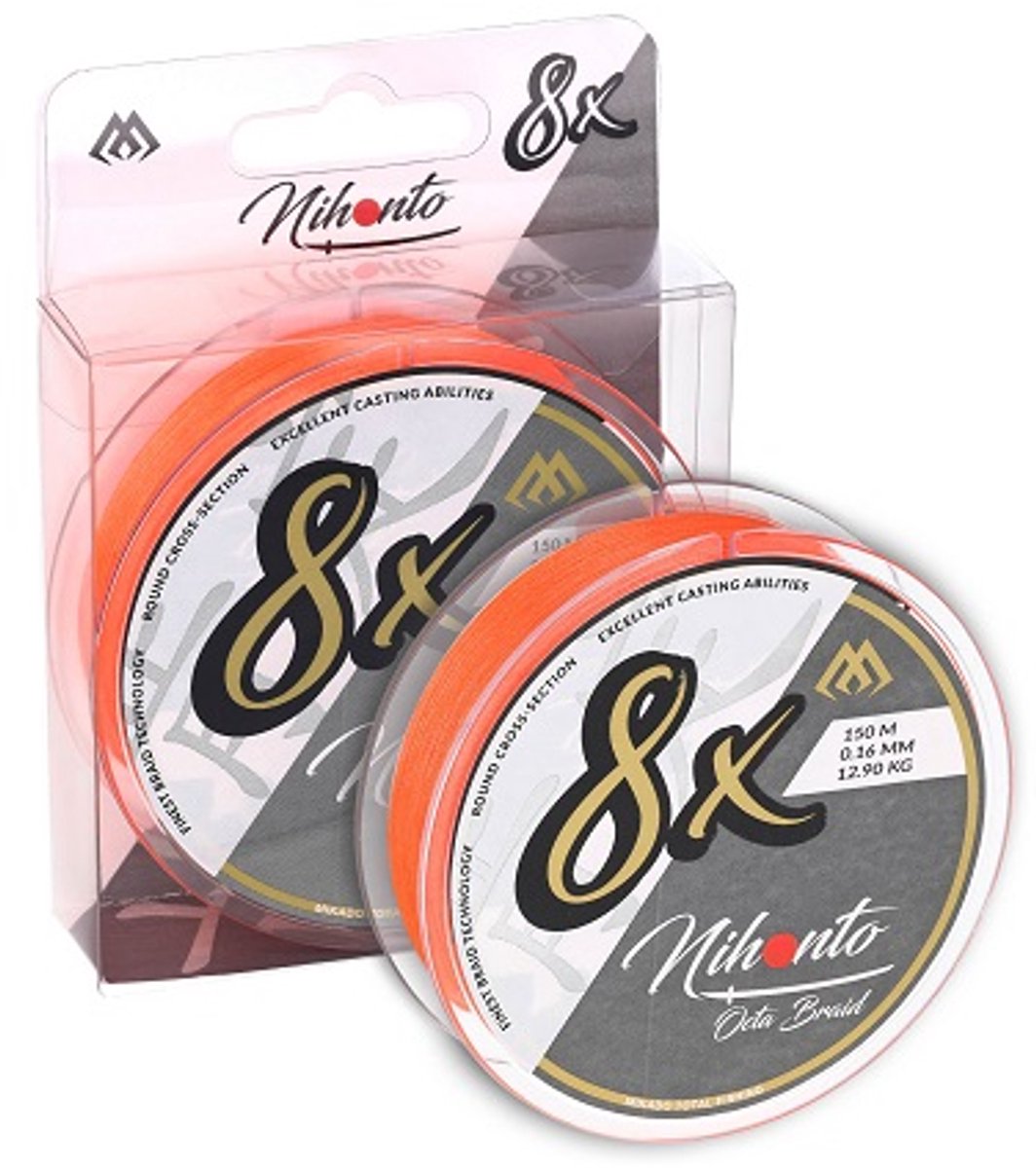 Mikado - Gevlochten Vislijn - Nihonto Octa Braid 0.28mm – 27.4kg – Fluo Oranje – 10m