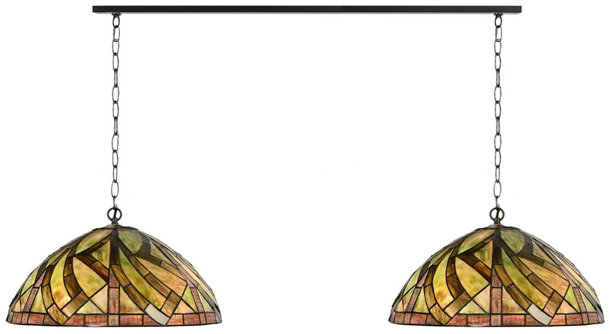 Coloured by Art 2 x Tiffany Willow met ketting lampen aan plafondbalk - Art Deco Trade Zwart