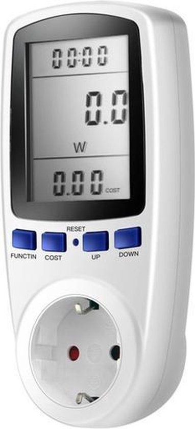 Mobiele Digitale Elektriciteitsmeter voor Stopcontact 230V 16A, IP65 Waterdichte Elektriciteitsmeter met Reset voor Campers, Elektrische Voertuigen, Huishoudens, 1 M Kabel