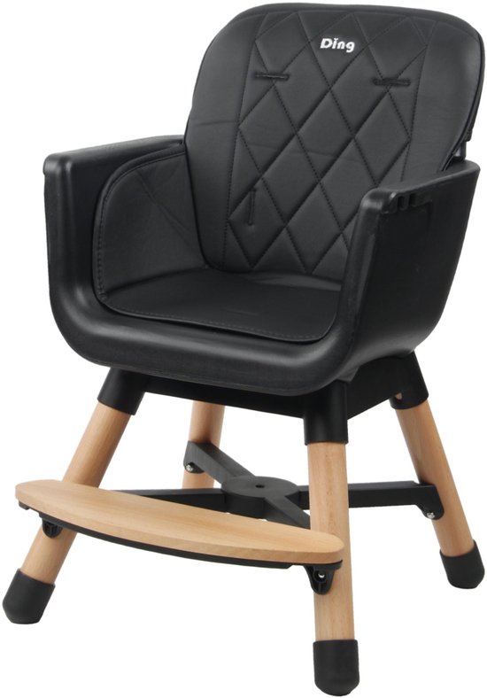 Ding Daily Houten Kinderstoel - Zwart - 6 maanden tot 3 jaar - Tot 20 kg - Hoge en Lage Kinderstoel - Incl. eetblad en veiligheidsgordel van Ding Daily — afbeelding 4