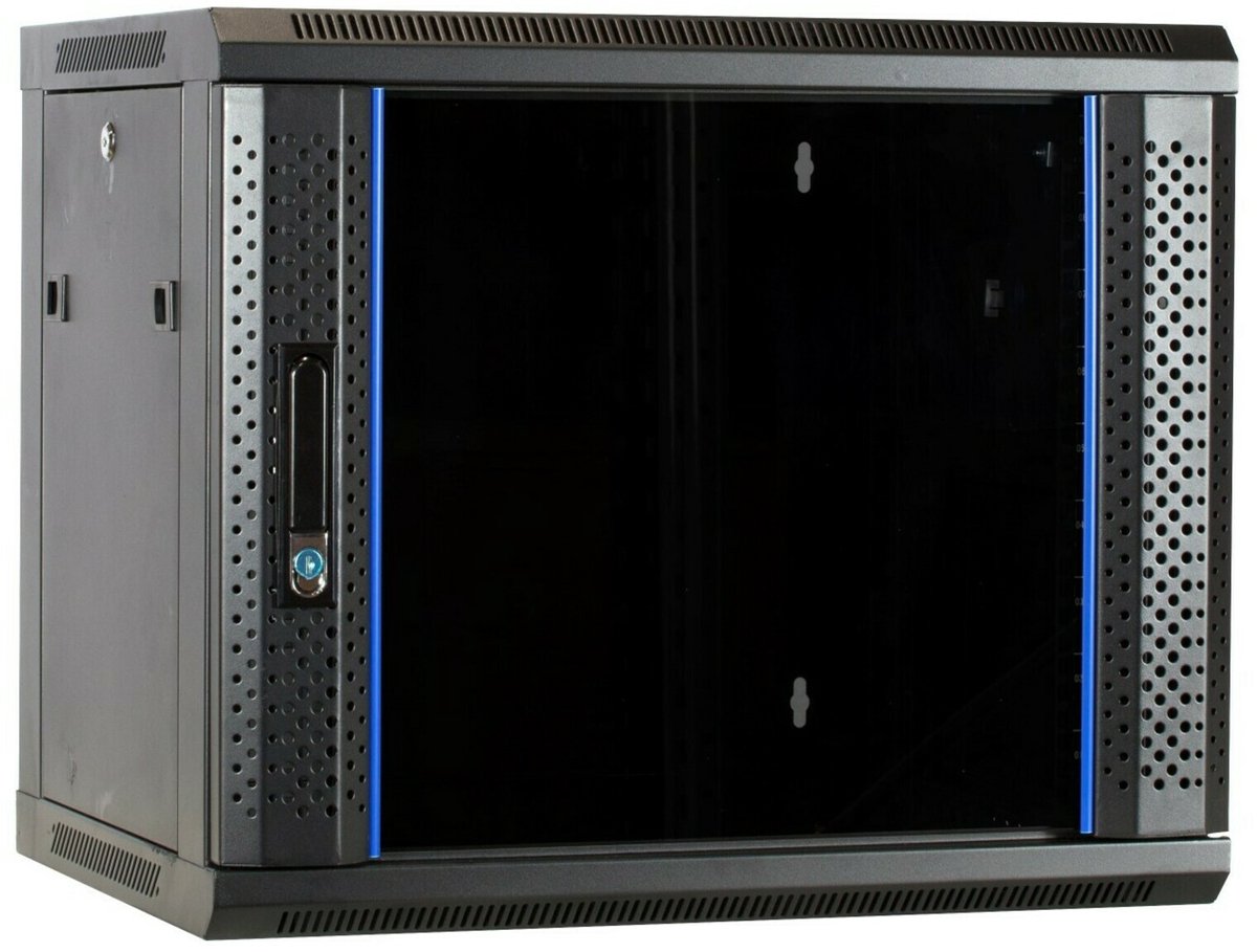 DSIT 9U wandkast - Set - met glazen deur - 600x450x500mm - serverbehuizing - serverrack - serverkast - 19 inch