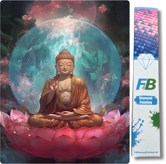 F4B Boeddha met Lotusbloem Diamond Painting