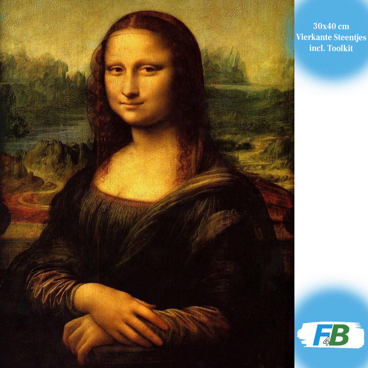 F4B Diamond Painting Mona Lisa - 30x40 cm - Vierkante Steentjes - Kunst - Oude Meesters