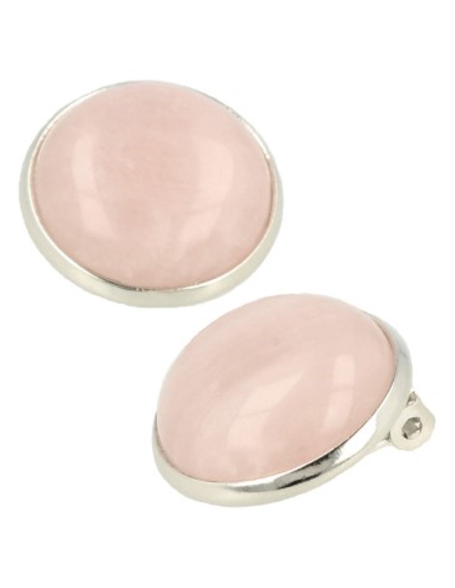 Roze kwarts oorclips 18 mm