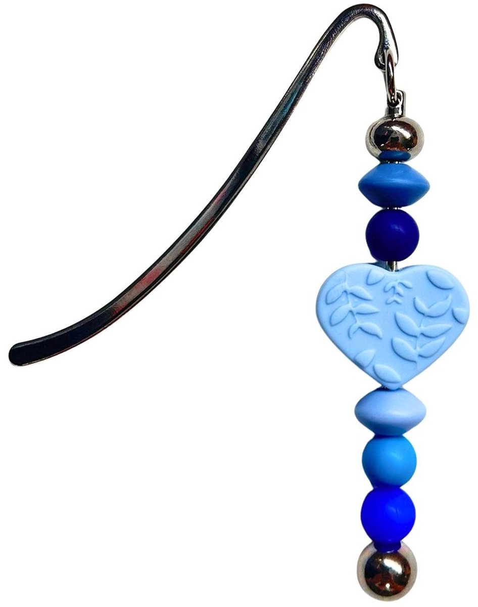 2 Love It Hart Blauw - Boekenlegger - Metaal - Siliconen - Blauw - Zilverkleurig