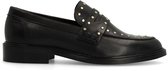 Manfield - Femme - Mocassins en cuir noir avec clous dorés - Taille 39