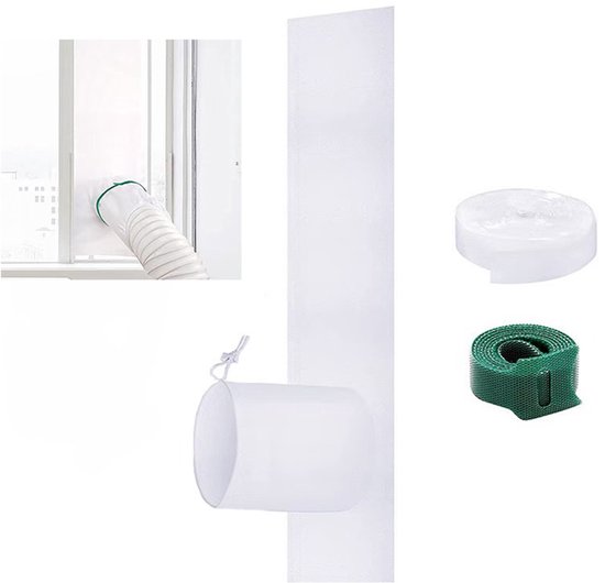 Mobiele airco raamafdichting 25×160 cm verstelbaar, universeel raamdoek met klittenband en koord voor schuif- en draairamen
