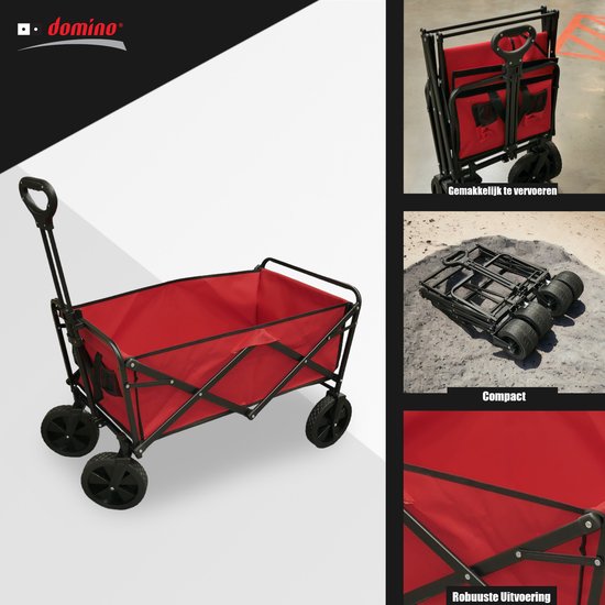 Domino® Bolderkar Bolderwagen - 90 kg Draagkracht 100L Rood - Inklapbare Transportwagen Strandkar - Wasbaar - Stevige Wielen - Draaibare wielen mét rem - Hoge kwaliteit van Merkloos — afbeelding 4