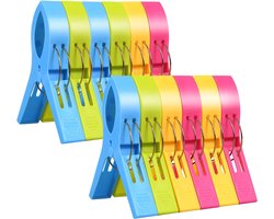 12 Clips - Strandclips - Duurzaam - Groot - Kunststof clips - Kleurrijk - Handdoekclips - Voor handdoeken, quilts, kleding, dekbedden, lakens, matten en tafelkleden - 12 cm