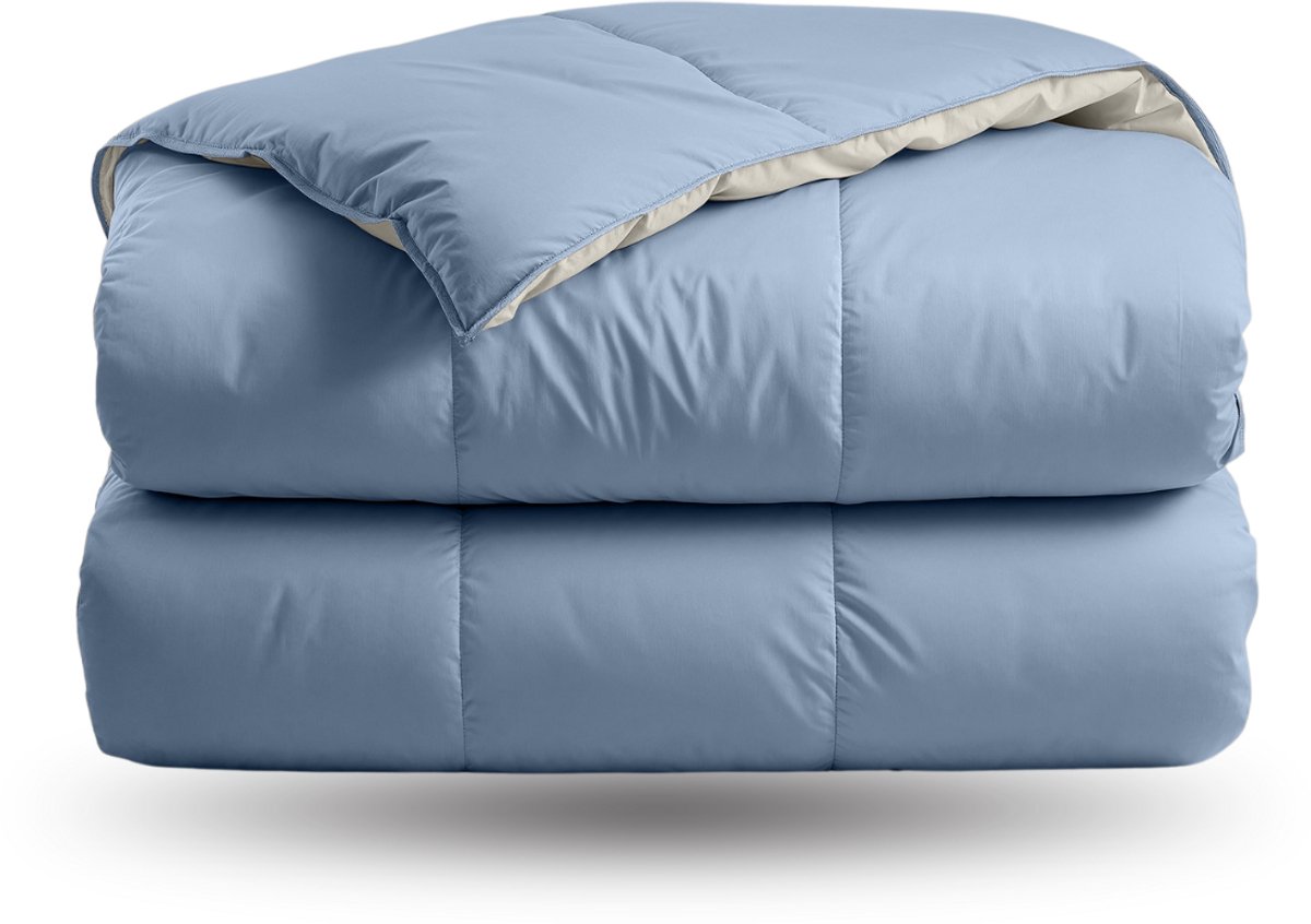 Zelesta Deluxe Duo Dream Blue & Cream 140x200 - Dekbed zonder overtrek - Eco Cloud vulling - Wasbaar hoesloos dekbed - Vaste overtrek - Percal katoen dekbed - All Year Winterdekbed & Zomerdekbed