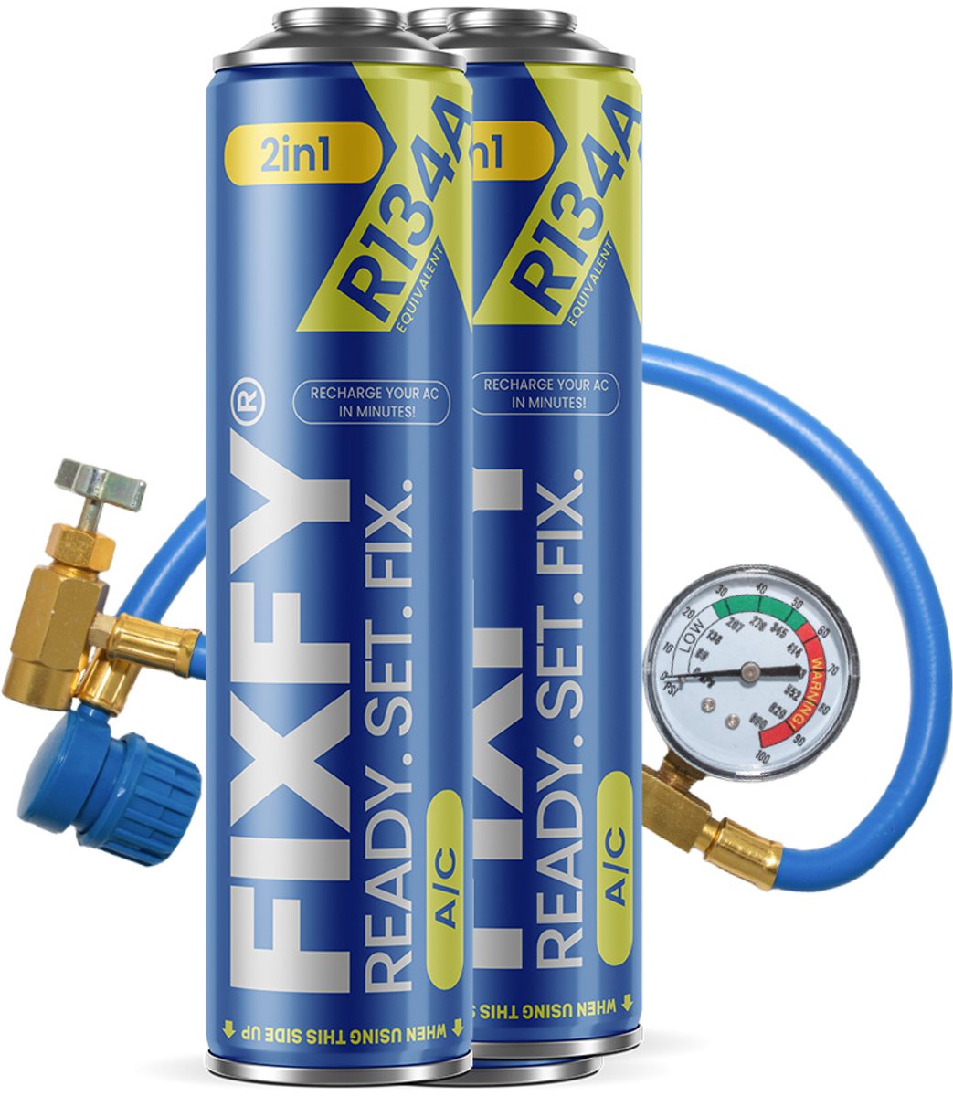 FIXFY 2in1 500ml airconditioning navulset - 2x GROTE BUS + R134a slang