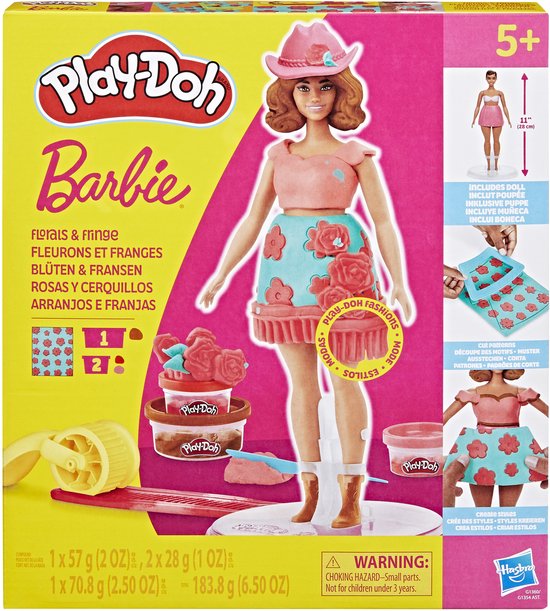 Play-Doh-set Barbie Bloemen en Franjes - Maak Poppenkleertjes - Boetseerklei