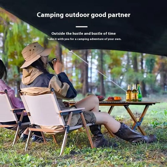 Campingstoel - Beige - 50 × 60 × 68 cm - Lichtgewicht & Inklapbaar - Comfortabele Outdoor Vouwstoel voor Strand, Tuin & Kamperen - Modern Design — afbeelding 3