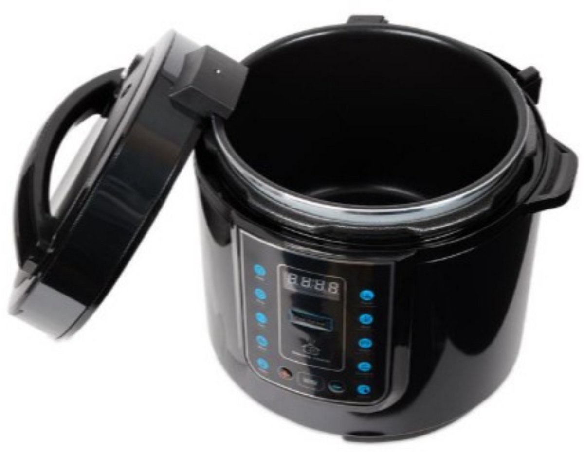 Afbeelding 2 van MasterChef 10-in-1 Multicooker 6L - 1000W - Elektrische Multicooker - 10 Kookfuncties - Hogedruk Multicooker - Slowcooker - Rijstkoker - Ø30,5 x 36,8 cm - Plastic - Roestvrij Staal - Zwart