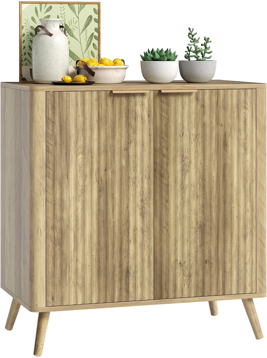HOMCOM-Dressoir-MDF-77x40x81cm-Eiken