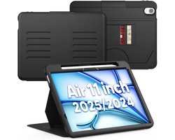 Tablet Hoes Geschikt Voor iPad Air 11-Inch M3/M2 (2025/2024) Zwart - iPad Air 5/4 (2022/2020 5th/4th Generation 10.9-Inch) generatie hoes met Multi-Angle Magnetic Stand, Auto Sleep/Wake, Pencil Houder - Extra Stevig - Schokbestendig