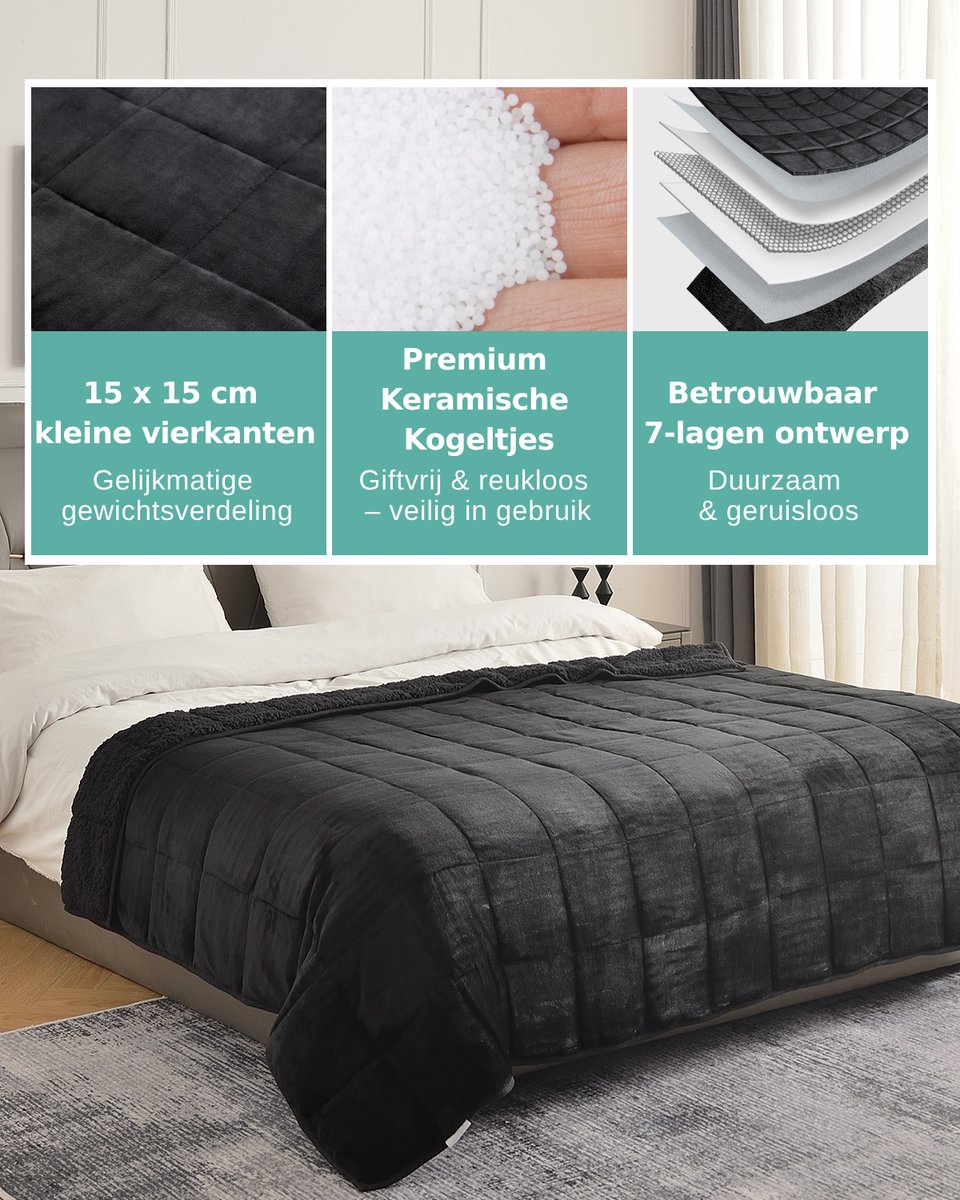 Sivio Verzwaarde deken 7 kg, 120 x 180 cm, Sherpa tweepersoons