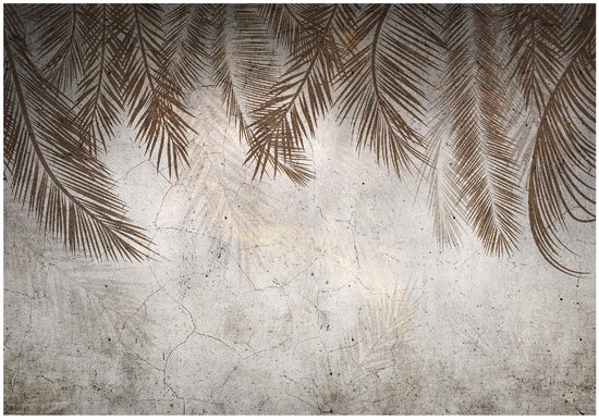 WALLARENA - Fotobehang - 250x175 cm - Fototapete met palmbladeren en veren voor slaapkamer en salon, vliesbehang