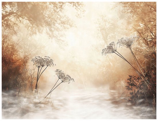 WALLARENA - Fotobehang - 350x250 cm - Boho beige bomen bos fotobehang voor slaapkamer en woonkamer