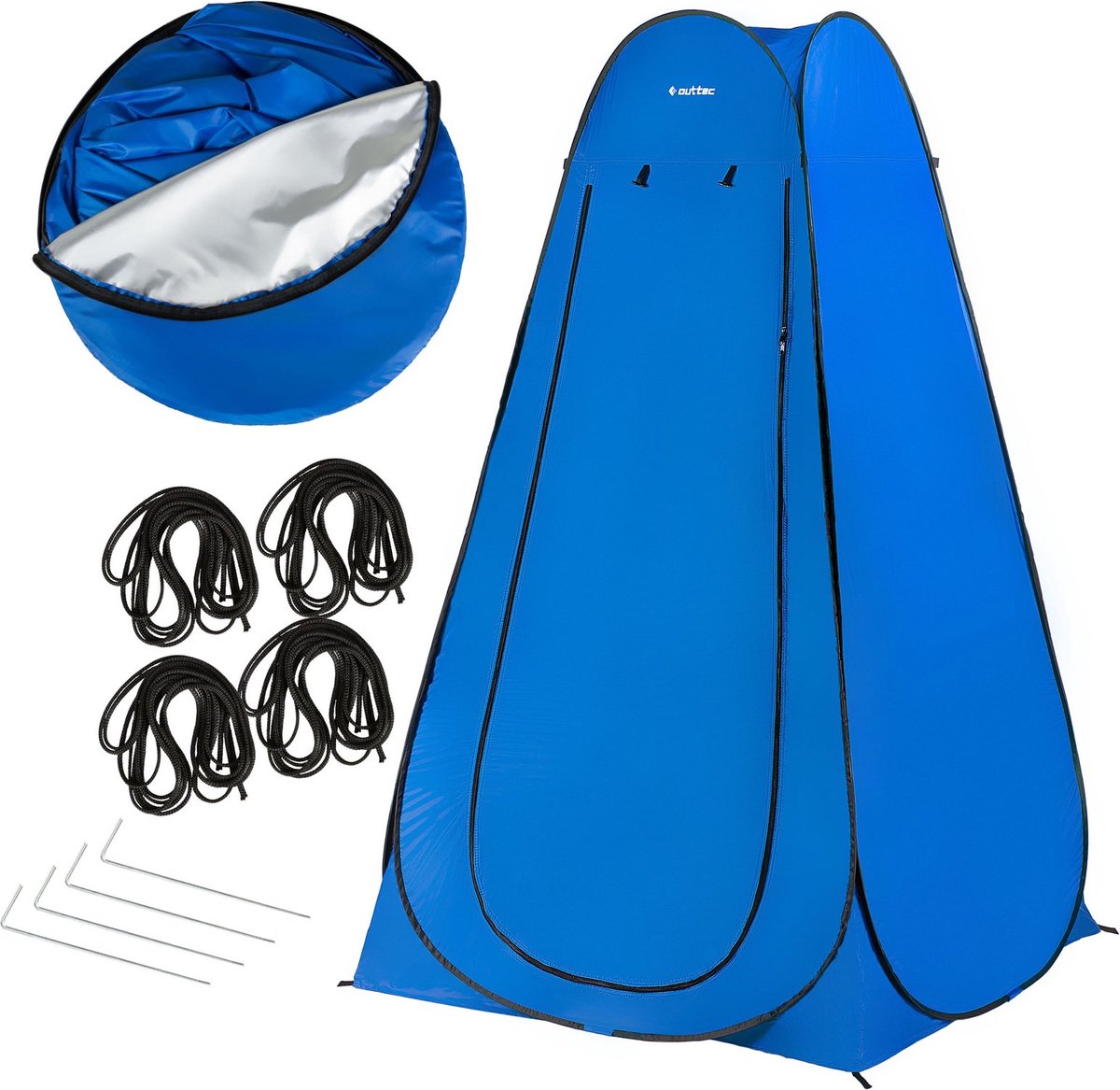 Outtec® Pop Up Douchetent - Omkleedtent - Mobiele Douchcabine - incl Draagtas - 118 x 118 x 190 cm